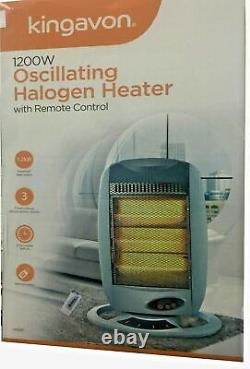 1200w Halogen Oscillating Heater With Remote Control 3 Heat Settings Kingavon
