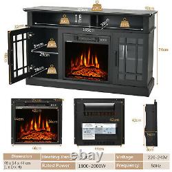 121 cm Fireplace TV Stand With Electric Fireplace Insert Fireplace Remote Control