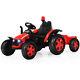 12v Kids Ride On Tractor Electric Car With Trailer Remote Control Ground Loader