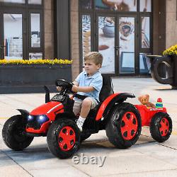 12V Kids Ride On Tractor Electric Car With Trailer Remote Control Ground Loader