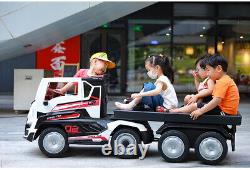 12v Kids Electric Ride On Lorry Truck Transporter & Trailer With Parental Remote