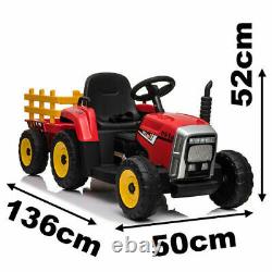 12v Kids Electric Ride On Tractor With Trailer & Parental Remote Control