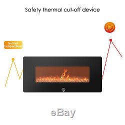 1400W Wall Mounted Electric Fireplace Heater Fire Remote Control LED Backlit
