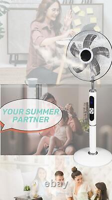 16 Inch Fan DC WIFI Pedestal Stand Fan With Remote Control and LED Display White