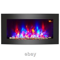2000W Wall Mounted Electric Fireplace Heater With Flame Effect Remote Control