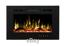2019 26 Inch Wide Led Flames Black Glass Truflame Wall Mounted Electric Fire