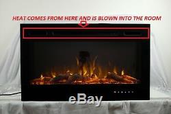 2019 36 Inch Wide Led Flames Black Glass Truflame Wall Mounted Electric Fire