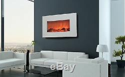 2019 36 Inch Wide Led Flames White Glass Truflame Wall Mounted Electric Fire