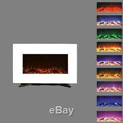 2019 36 Inch Wide Led Flames White Glass Truflame Wall Mounted Electric Fire