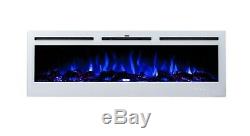 2019 50 Inch Inset Led Flames White Glass Truflame Wall Mounted Electric Fire