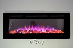2019 50 Inch Wide Led Flames Black Glass Truflame Wall Mounted Electric Fire