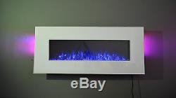 2019 50 Inch Wide Led Flames White Glass Truflame Wall Mounted Electric Fire