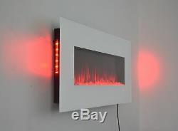2019 50 Inch Wide Led Flames White Glass Truflame Wall Mounted Electric Fire