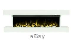 2019 60 Inch Led Flames White Mantel Glass Truflame Wall Mounted Electric Fire
