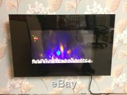 2019 7 Colour Led Truflame Flat Wall Mounted Electric Fire And 7colour Side Leds