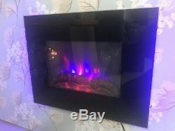 2019 Truflame 7 Colour Led Black Glass Flat Electric Wall Mounted Fire
