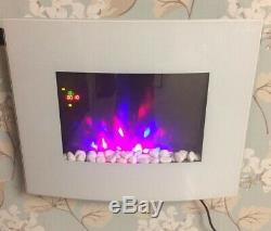 2019 Truflame 7 Colour Led White Glass Arched Electric Wall Mounted Fire 66cm