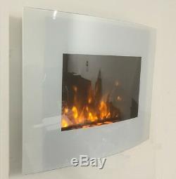 2019 Truflame 7 Colour Led White Glass Arched Electric Wall Mounted Fire 66cm