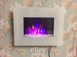 2019 Truflame 7 Colour Led White Glass Flat Electric Wall Mounted Fire