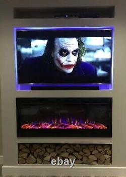 2020 50 Inch Wide Led Flames Black Glass Truflame Wall Mounted Electric Fire