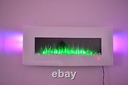 2020 50 Inch Wide Led Flames White Glass Truflame Wall Mounted Electric Fire