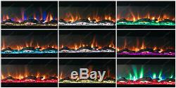 2020 60 Inch Wide Led White/black Glass Wall Flushed Electric Fire 10 Colours