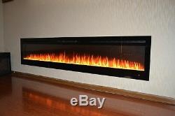2020 72 Inch Wide Led Flames Black Glass Truflame Wall Mounted Electric Fire