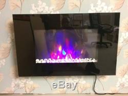 2020 7 Colour Led Truflame Flat Wall Mounted Electric Fire And 7colour Side Leds