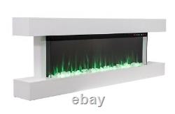 2021 60 Inch Led Flames White Mantel Glass Truflame Wall Mounted Electric Fire