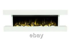 2021 60 Inch Led Flames White Mantel Glass Truflame Wall Mounted Electric Fire