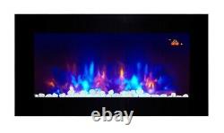 2021 7 Colour Led Truflame Flat Wall Mounted Electric Fire And 7colour Side Leds