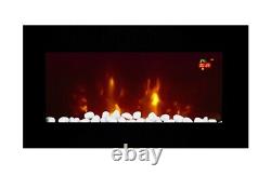 2021 Truflame 7 Colour Led Black Glass Flat Electric Wall Mounted Fire