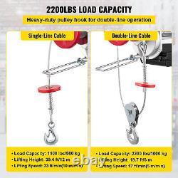 2200 LB Electric Hoist Wire Winch Hoist Crane Lift 220V 40 ft With Remote Control