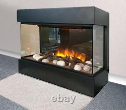 24 Electric Fire Wall Mounted Black Home Decor Metal 3D LED Flame Logs Heating