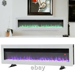 2KW Luxury Wall Mounted Electric Fireplace Floor LED Fire Place 50in Wide Heater