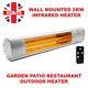 2kw Outdoor Electric Patio Heater Garden Wall Mounted Infrared Waterproof Remote