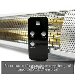 2KW Outdoor Electric Patio Heater Garden Wall Mounted Infrared Waterproof Remote