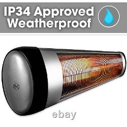 2kW Electric Patio Heater Infrared Wall Outdoor Garden with Remote Control