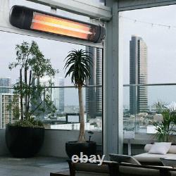 2kw Infrared Outdoor Patio Heater Electric Garden Mounted Remote & Wall Fittings