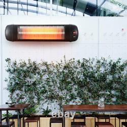 2kw Infrared Outdoor Patio Heater Electric Garden Mounted Remote & Wall Fittings