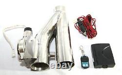 2x 2.5OD 63mm Electric Control Cutout Dual Downpipe System Y Pipe withRemote Kit
