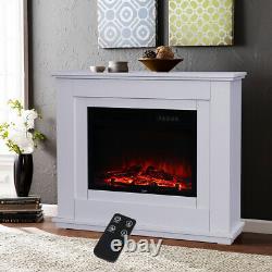 30/34'' Electric Fireplace LED Log Fire Flame White Surround Heater Set Remote