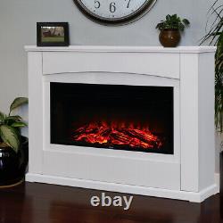 30/34'' Electric Fireplace LED Log Fire Flame White Surround Heater Set Remote