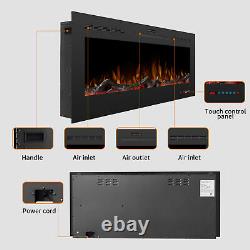 30''/50'' in-Wall Recessed Mount Electric Fireplace Insert LED Flame Fire Heater