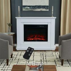 30 inch White Electric Fire Fireplace Set Floor Free Standing Surround Led Light