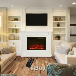 30 inch White Electric Fire Fireplace Set Floor Free Standing Surround Led Light