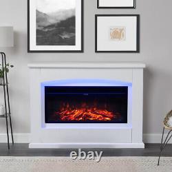 34Inch Electric Fireplace Heater White MDF Fire Suite Timer Remote Control 1800W