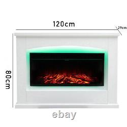 34Inch Electric Fireplace Heater White MDF Fire Suite Timer Remote Control 1800W