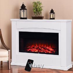 34inch Electric Fireplace White Fire Mantle LED Flames with Remote Control Suite