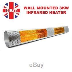 3KW Outdoor Electric Patio Heater Garden Wall Mounted Infrared Waterproof